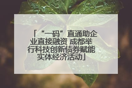 “一码”直通助企业直接融资 成都举行科技创新债券赋能实体经济活动