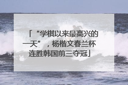 “学棋以来最高兴的一天”，杨楷文春兰杯连胜韩国前三夺冠