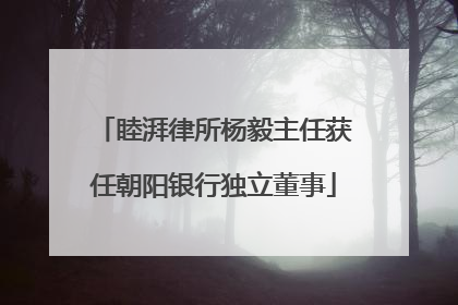 睦湃律所杨毅主任获任朝阳银行独立董事