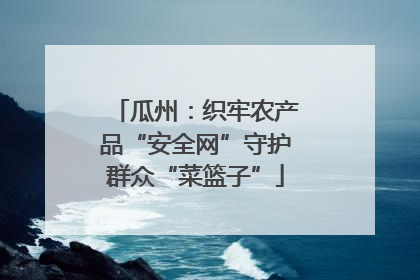 瓜州：织牢农产品“安全网”守护群众“菜篮子”