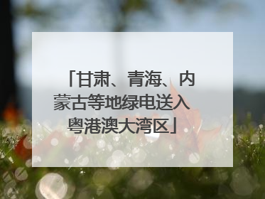 甘肃、青海、内蒙古等地绿电送入粤港澳大湾区
