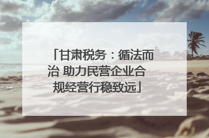 甘肃税务：循法而治 助力民营企业合规经营行稳致远