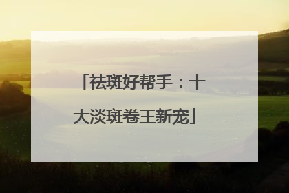 祛斑好帮手：十大淡斑卷王新宠