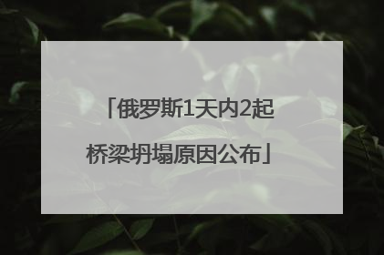 俄罗斯1天内2起桥梁坍塌原因公布