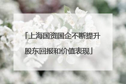 上海国资国企不断提升股东回报和价值表现