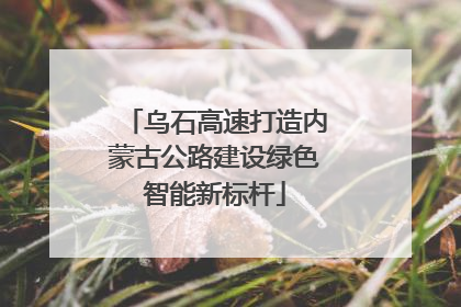 乌石高速打造内蒙古公路建设绿色智能新标杆