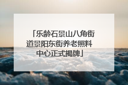 乐龄石景山八角街道景阳东街养老照料中心正式揭牌
