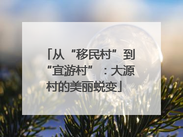 从“移民村”到“宜游村”：大源村的美丽蜕变