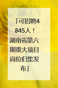 可招聘4845人！湖南省第六期重大项目岗位归集发布