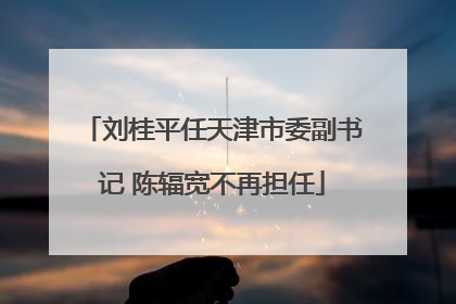 刘桂平任天津市委副书记 陈辐宽不再担任