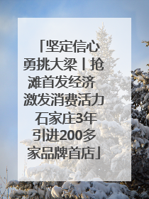 坚定信心 勇挑大梁丨抢滩首发经济 激发消费活力 石家庄3年引进200多家品牌首店