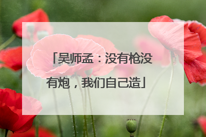 吴师孟：没有枪没有炮，我们自己造