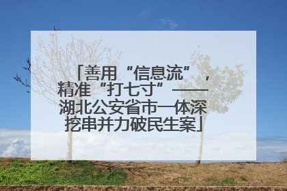 善用“信息流”，精准“打七寸”——湖北公安省市一体深挖串并力破民生案