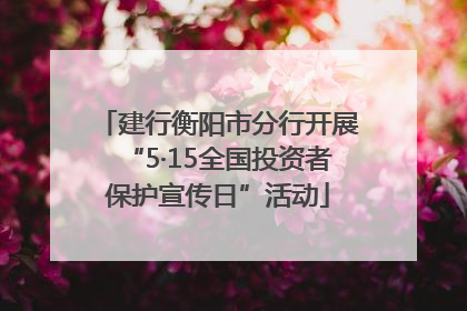 建行衡阳市分行开展“5·15全国投资者保护宣传日”活动