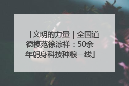 文明的力量｜全国道德模范徐淙祥：50余年躬身科技种粮一线