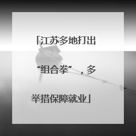 江苏多地打出“组合拳”，多举措保障就业