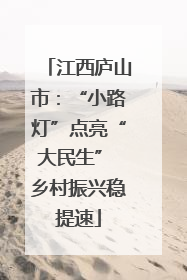 江西庐山市：“小路灯”点亮“大民生” 乡村振兴稳提速