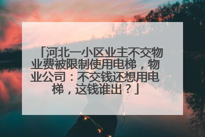河北一小区业主不交物业费被限制使用电梯，物业公司：不交钱还想用电梯，这钱谁出？