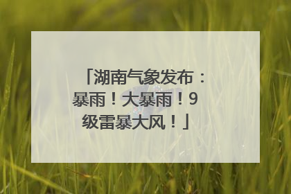 湖南气象发布：暴雨！大暴雨！9级雷暴大风！