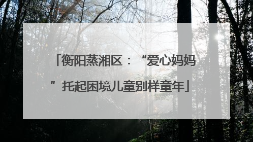 衡阳蒸湘区：“爱心妈妈”托起困境儿童别样童年