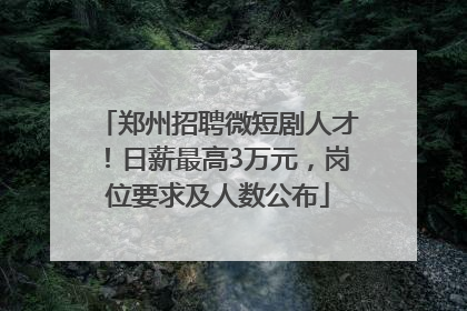 郑州招聘微短剧人才！日薪最高3万元，岗位要求及人数公布