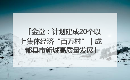 金堂：计划建成20个以上集体经济“百万村”｜成都县市新城高质量发展