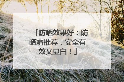 防晒效果好：防晒霜推荐，安全有效又显白！