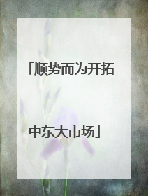 顺势而为开拓中东大市场