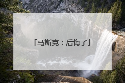 马斯克：后悔了