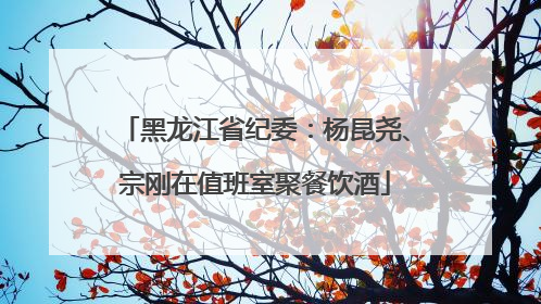 黑龙江省纪委：杨昆尧、宗刚在值班室聚餐饮酒