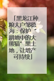 黑龙江种粮大户邹德海：保护“耕地中的大熊猫”黑土地，让增产可持续