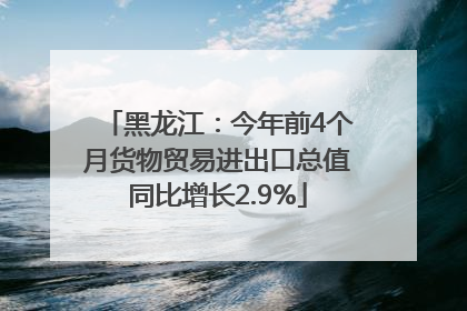 黑龙江：今年前4个月货物贸易进出口总值同比增长2.9%